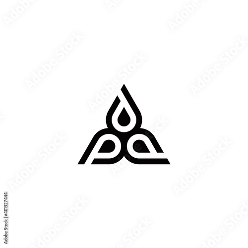 p triple initial triangle logo design vector