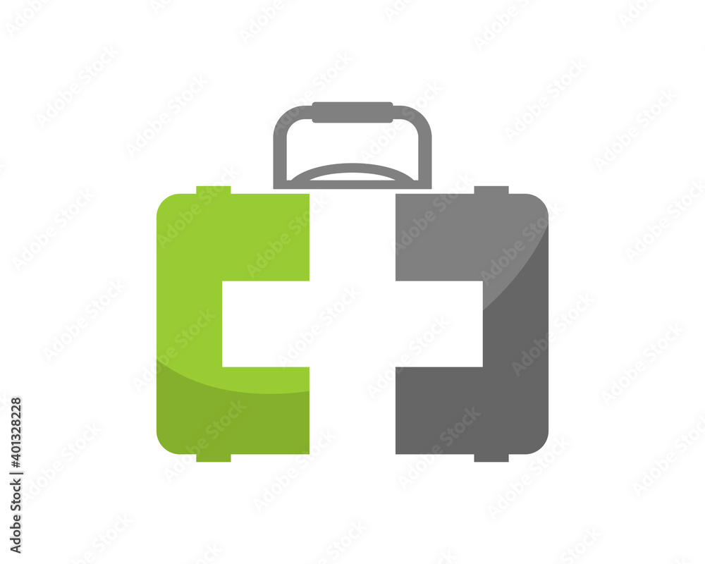 Medical kit with medical symbol in the middle Medical kit with medical symbol in the middle