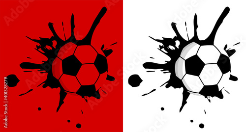 ball for soccer, football hit the wall with splashes. Sport equipment. Team sports. Active lifestyle. Vector photo