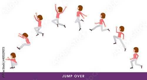 flat type Straight bangs women_jump-over