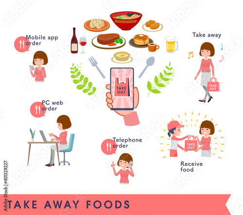 flat type Straight bangs women_Take-away-foods