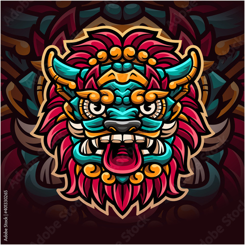 Barong head mascot logo design