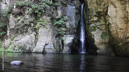 Amazing Salto do Cabrito waterfalls Sao Miguel island Azores Portugal photo