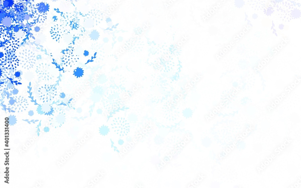 Light Pink, Blue vector doodle background with flowers, roses.