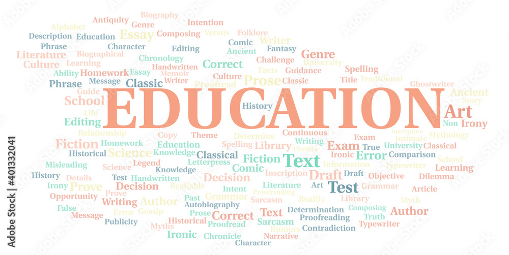 Education typography word cloud create with the text only Education typography word cloud create with the text only
