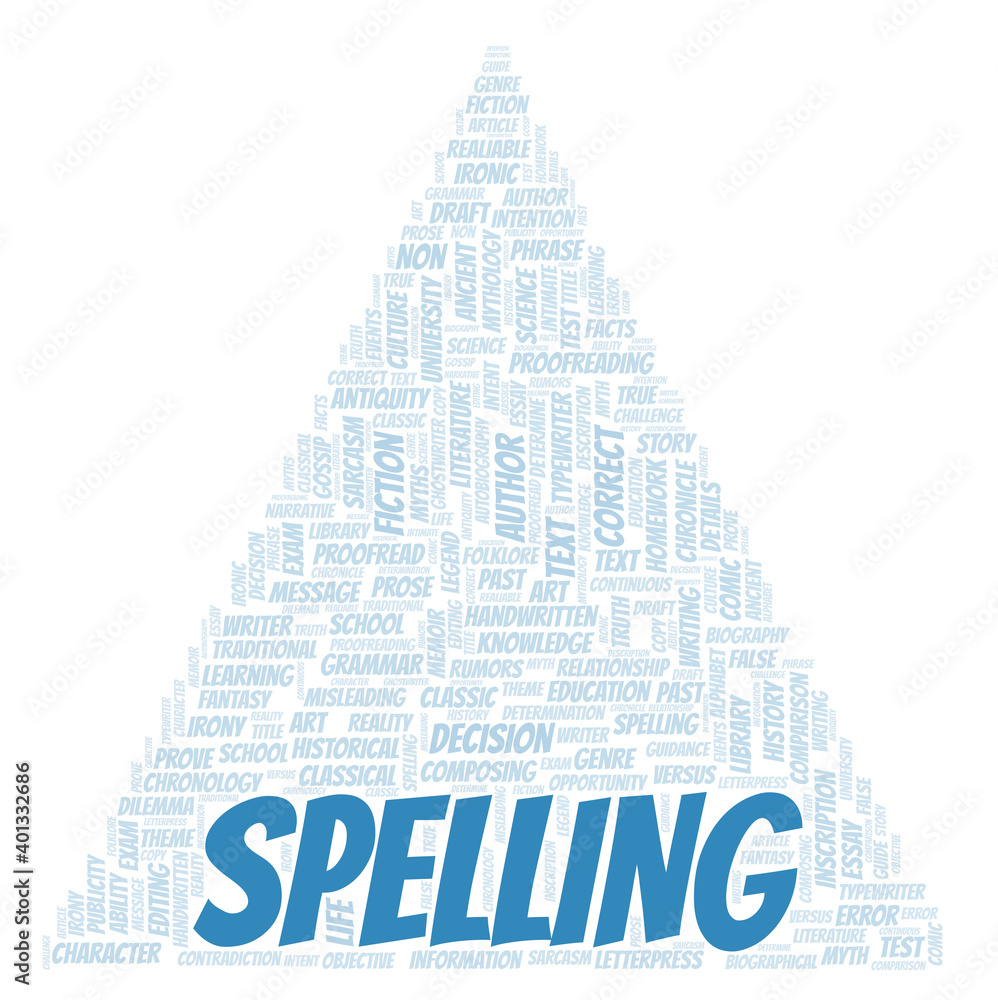Spelling typography word cloud create with the text only Spelling typography word cloud create with the text only