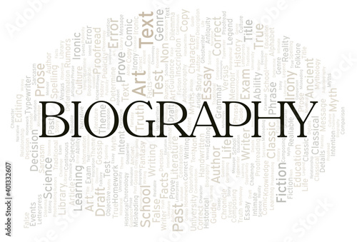 Biography typography word cloud create with the text only