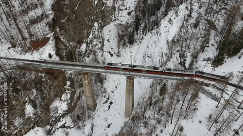 Aerial views of the swiss city of Zermatt in winter