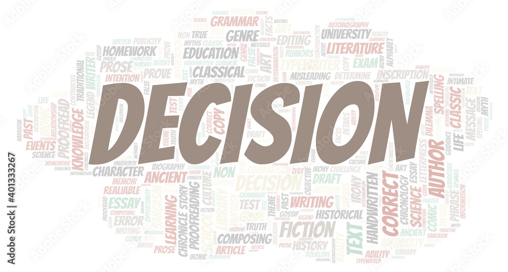 Fototapeta premium Decision typography word cloud create with the text only