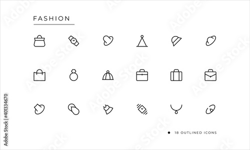 Fashion icon set with outlined style
