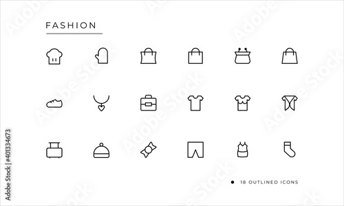 Fashion icon set with outlined style