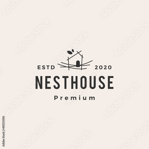 nest house hipster vintage logo vector icon illustration