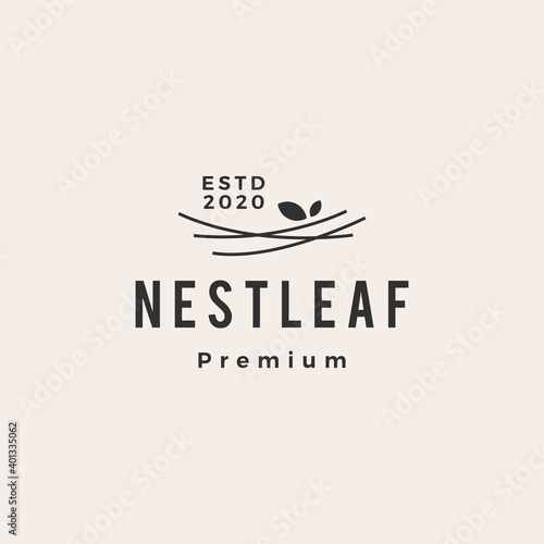 nest leaf hipster vintage logo vector icon illustration