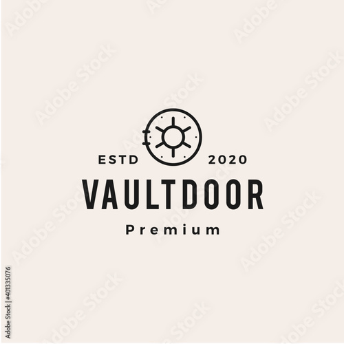 vault door hipster vintage logo vector icon illustration