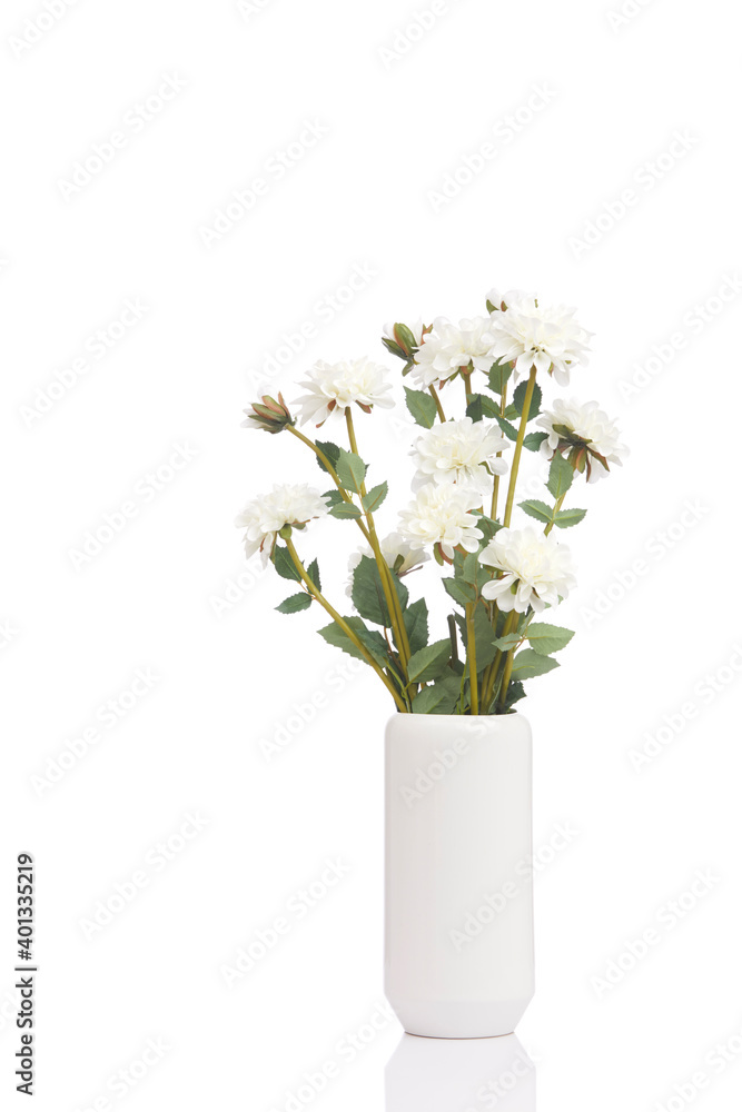 Blank white vase with flowers bouquet design on white background. Blank white vase with flowers bouquet design on white background.