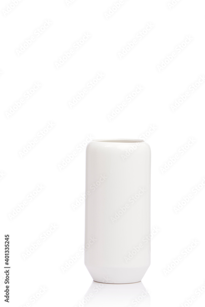 White ceramic flower vase isolated on white. White ceramic flower vase isolated on white.