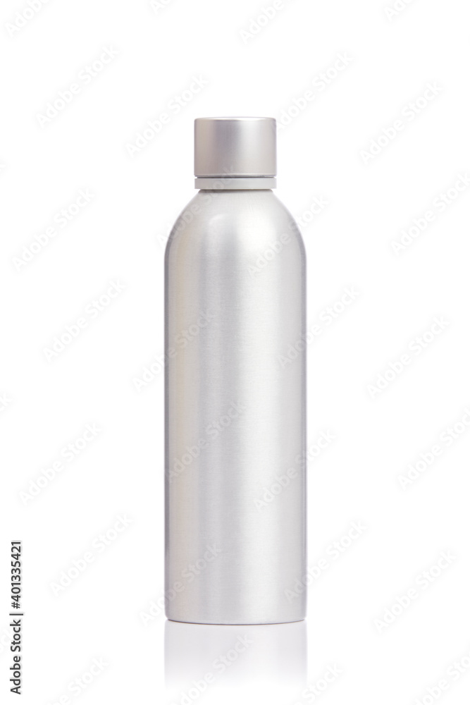 Silver hot water flask isolated on white. Silver hot water flask isolated on white.