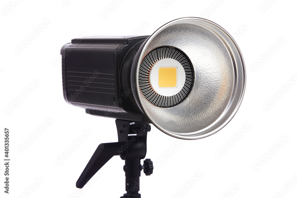 Led studio light for photo and videography on white. Led studio light for photo and videography on white.