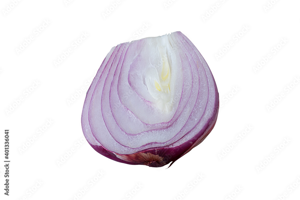 Fototapeta premium Red or purple organic onions isolated on white background - Clipping path