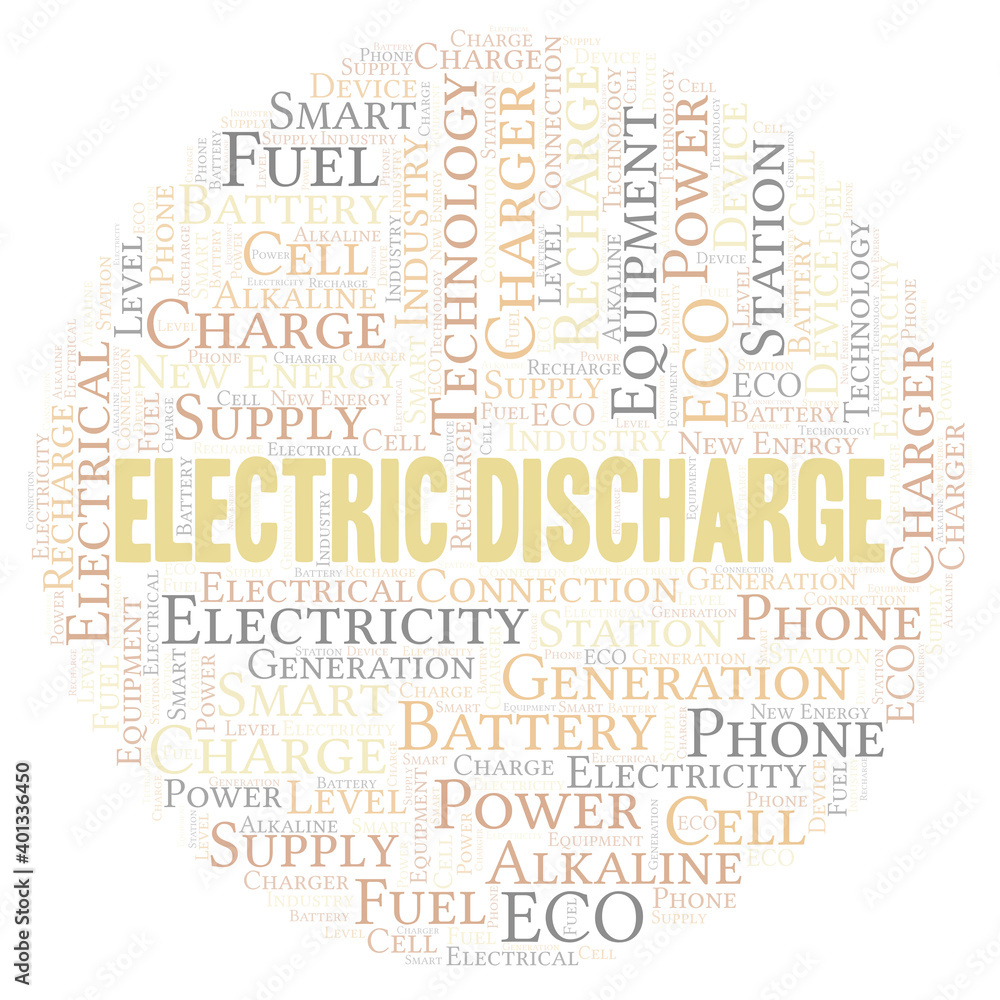 Electric Discharge typography word cloud create with the text only.