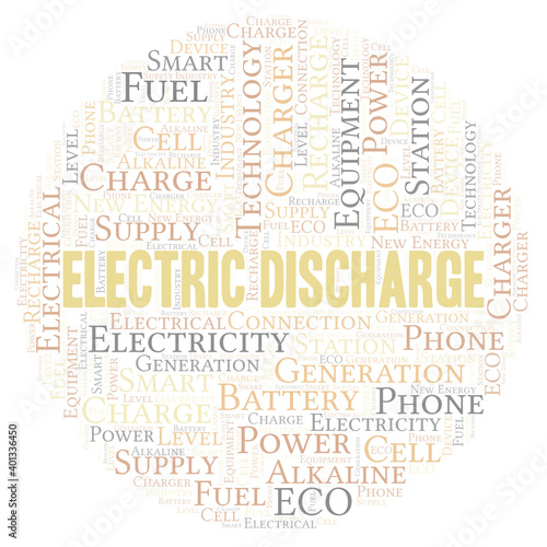 Electric Discharge typography word cloud create with the text only.