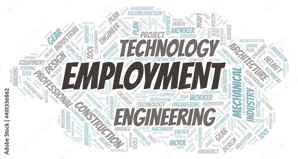 Employment typography word cloud create with the text only