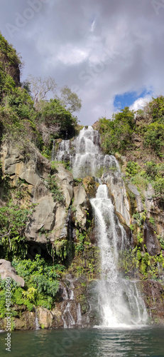 Tropical waterfall of volcanic Reunion island  Bassin des Aigrettes  France