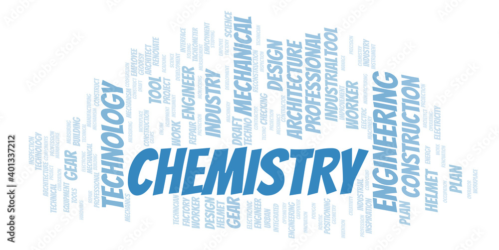 Chemistry typography word cloud create with the text only Chemistry typography word cloud create with the text only