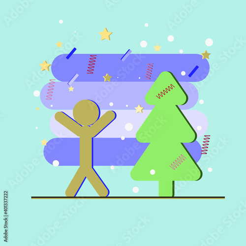 Illustration of a dancing man welcoming the new year.