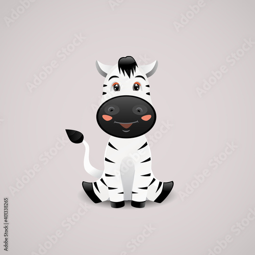 Zebra vector illustration. Cute animal for kids.