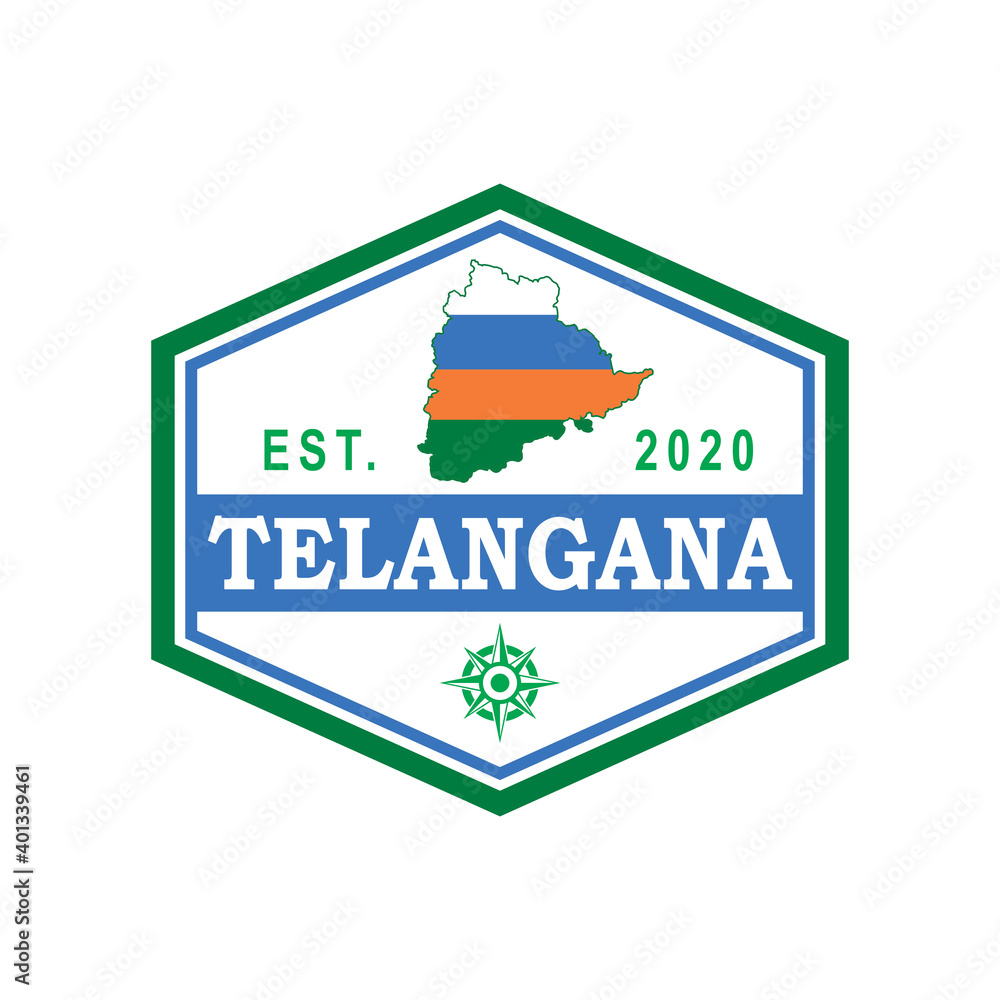 Telangana Map Vector , India Logo