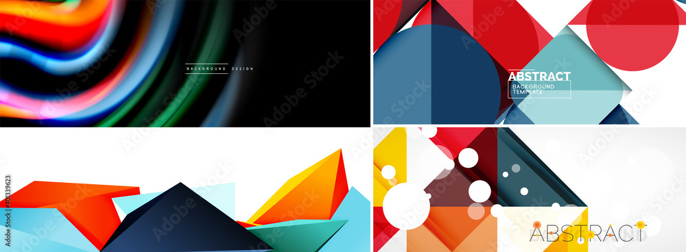 Set of geometric minimalist abstract backgrounds. Vector illustration for covers, banners, flyers and posters and other designs