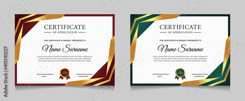 Set of certificate of achievement border design templates with elements of  luxury gold badges and modern line patterns. vector graphic print layout can use For award, appreciation, education