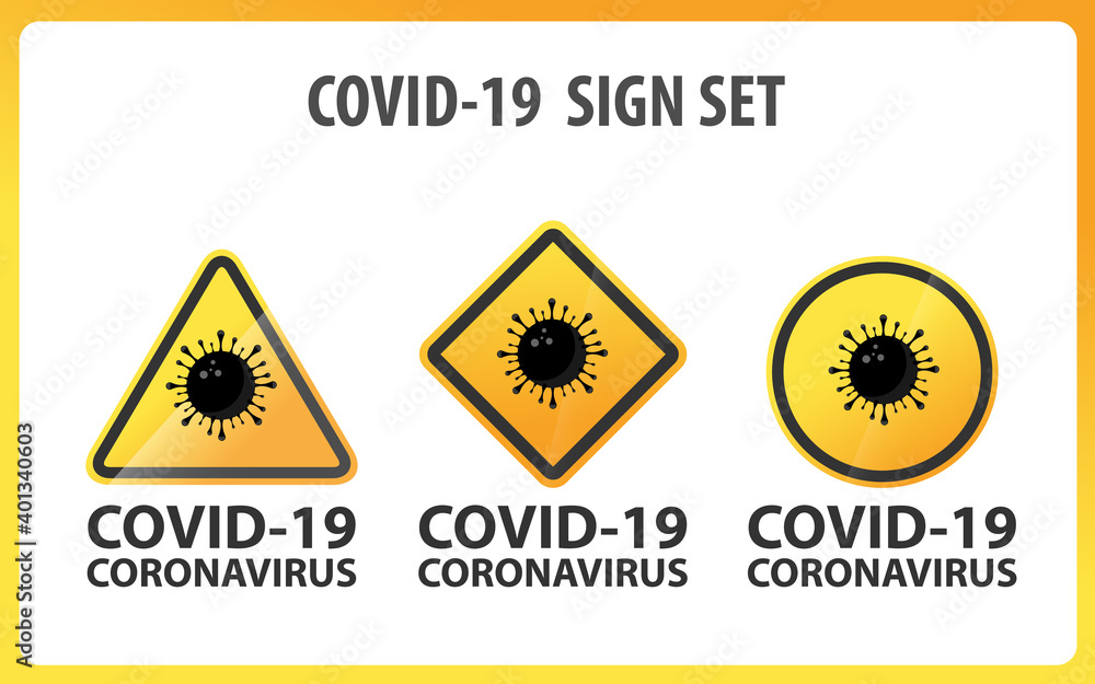 Covid-19 Warning Sign Set