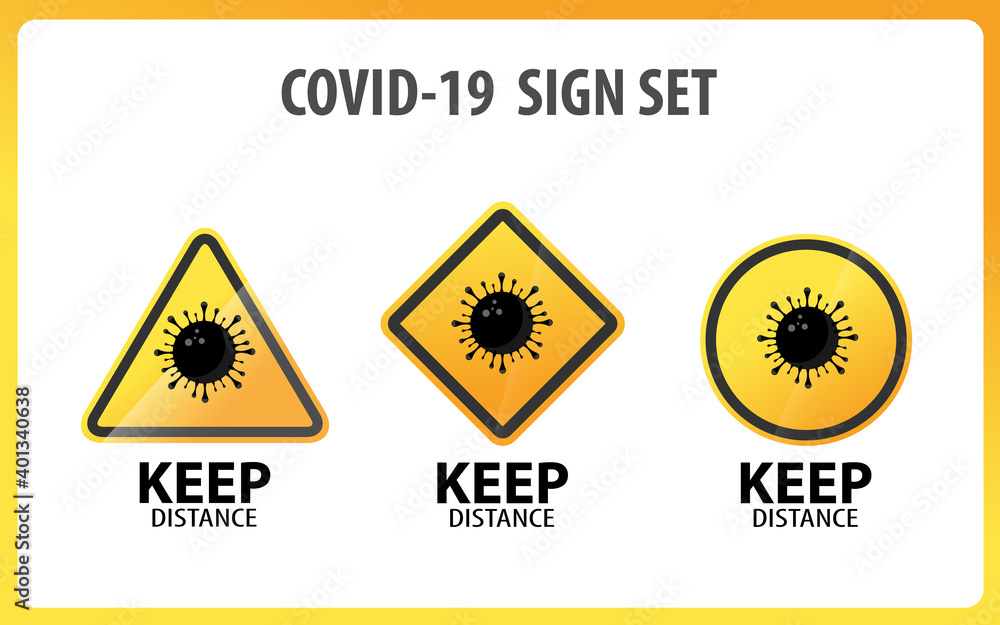 Obraz premium Covid-19 Warning Sign Set