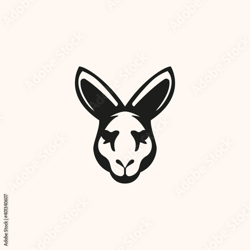 Simple portrait kangaroo head logo and icon design © lineandcircle