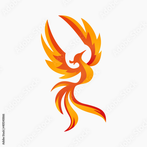 Great fire phoenix vector logo design template