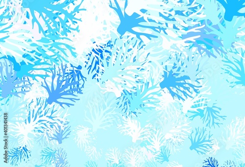 Fototapeta Naklejka Na Ścianę i Meble -  Light BLUE vector doodle background with branches.