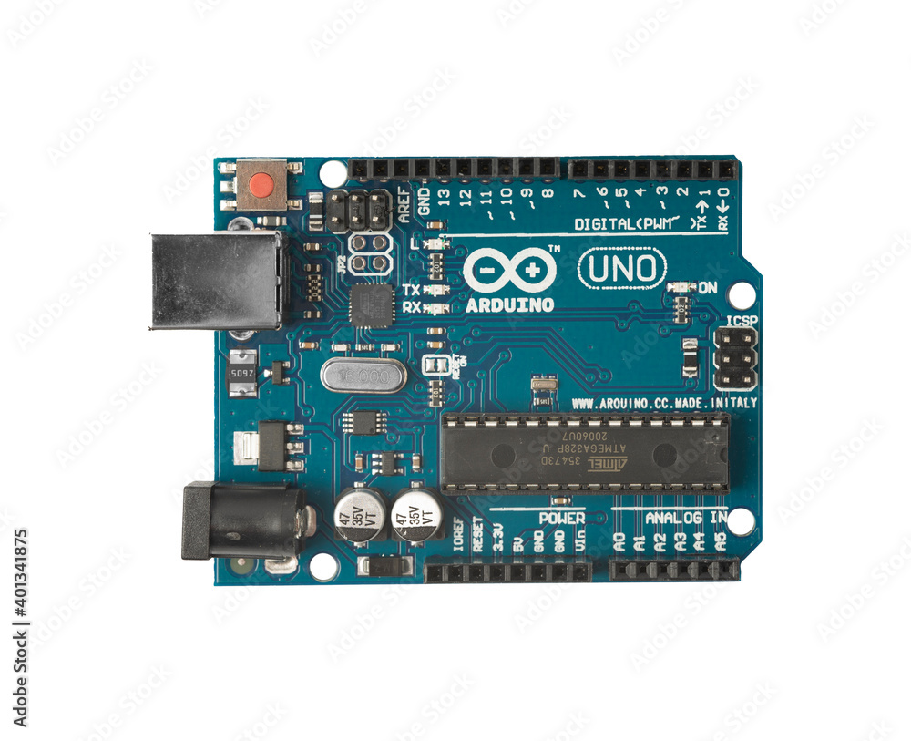 Arduino UNO R3 board on white background Stock Photo | Adobe Stock