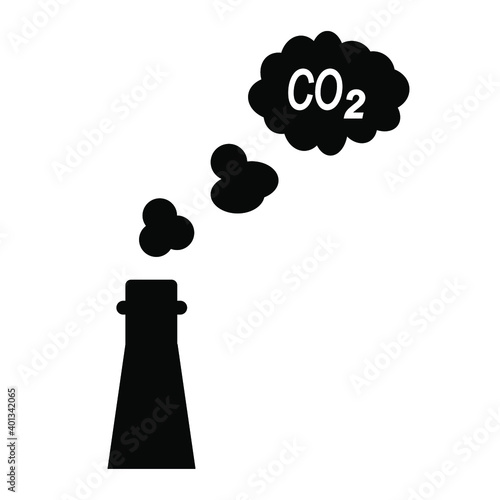 CO2. Vector illustration of air pollution due to factories. Stop air pollution. Isolated on a blank background.