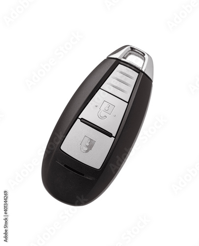 Canvas Print Modern automobile key isolated on white.
