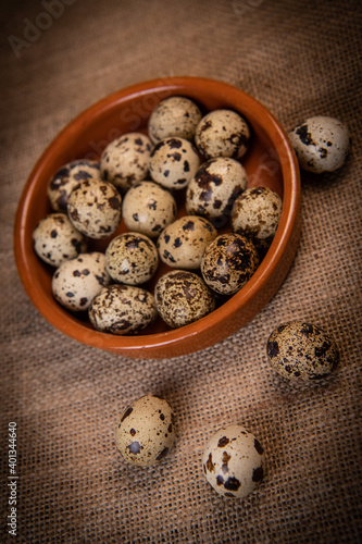Fresh Quail eggs on background, Food and health concept, High quality photo
