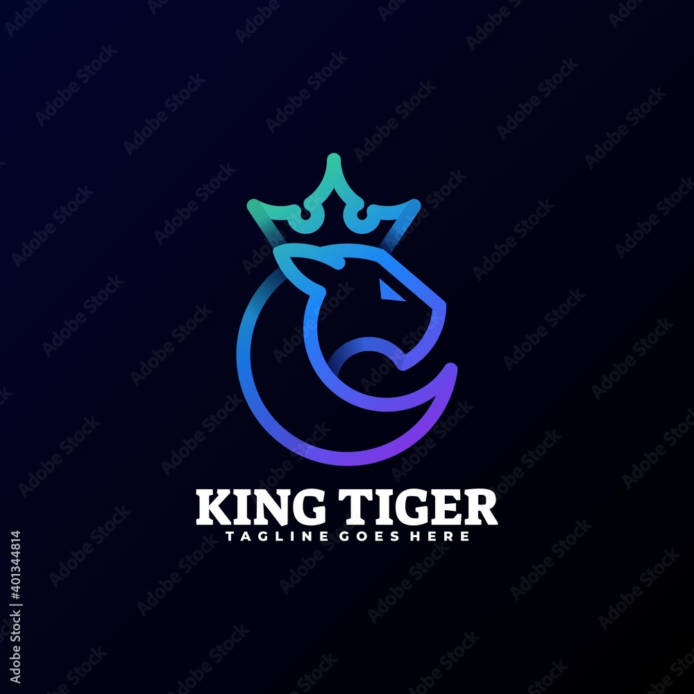 Vector Logo Illustration Tiger Gradient Line Art Style. Vector Logo Illustration Tiger Gradient Line Art Style.