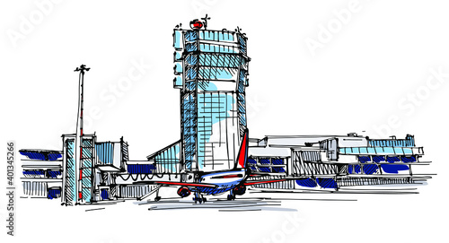 Airport scene - hand drawn sketch