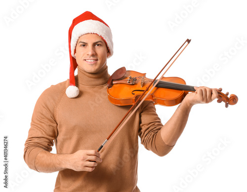 Young man playing violin on...