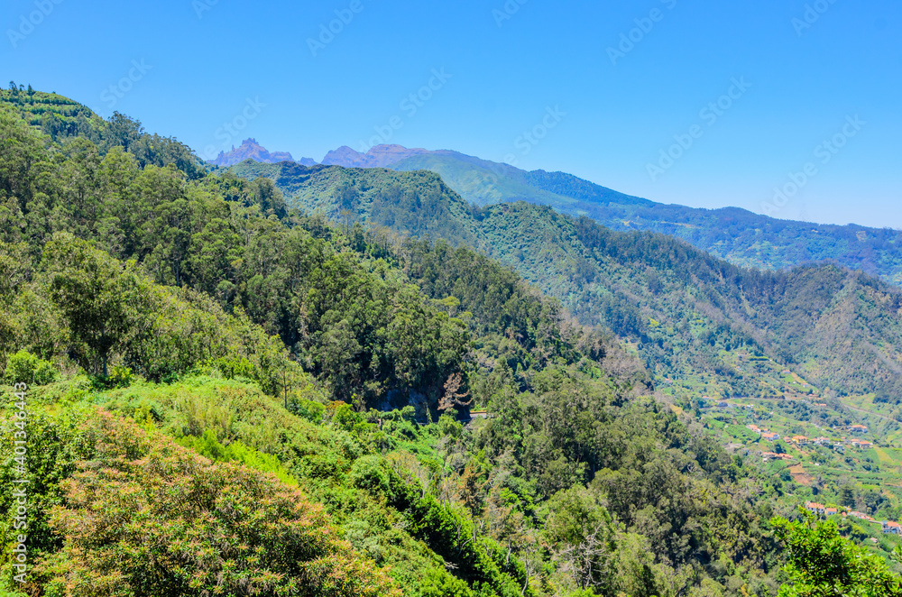Beautiful mountain landscape from the Levada Ribeiro Frio - Portela