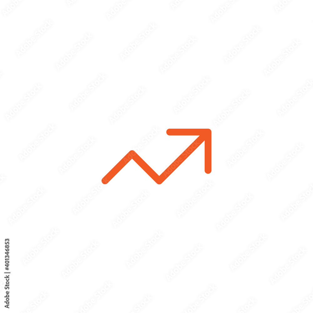 Rise red thin up arrow. increase symbol. Vector flat icon Rise red thin up arrow. increase symbol. Vector flat icon