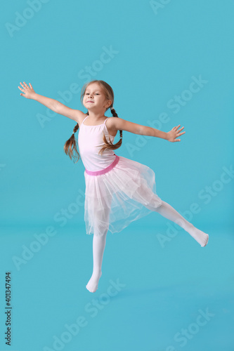 Jumping little dancer on co...