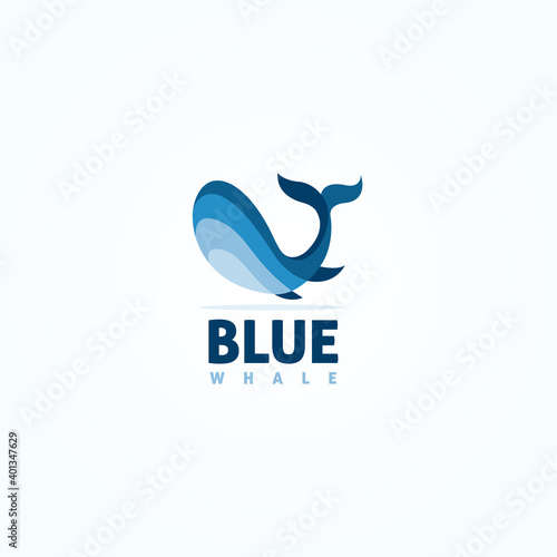 Unique blue whale logo icon design concept vector