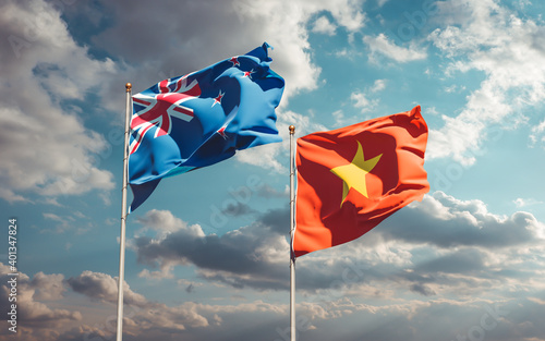 Flags of New Zealand and Vietnam.